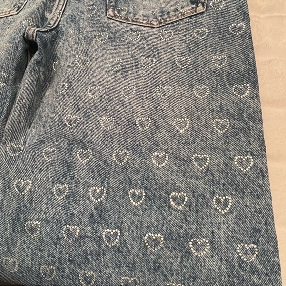 NWT Sandro Cupidon Crystal Heart Embellished Wide-Leg Jeans - Picture 12 of 15